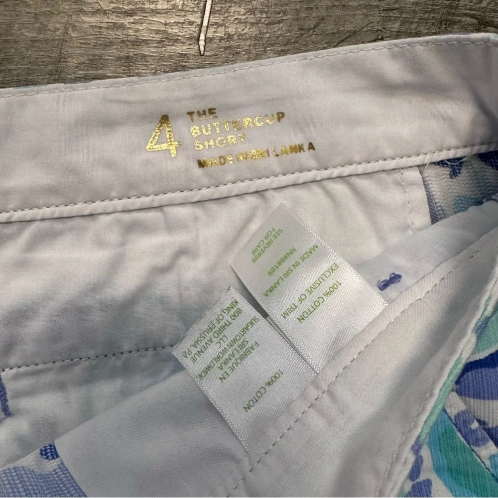 Lilly Pulitzer The Buttercup Short Scallop Hem Blue Green Womens Sz. 4